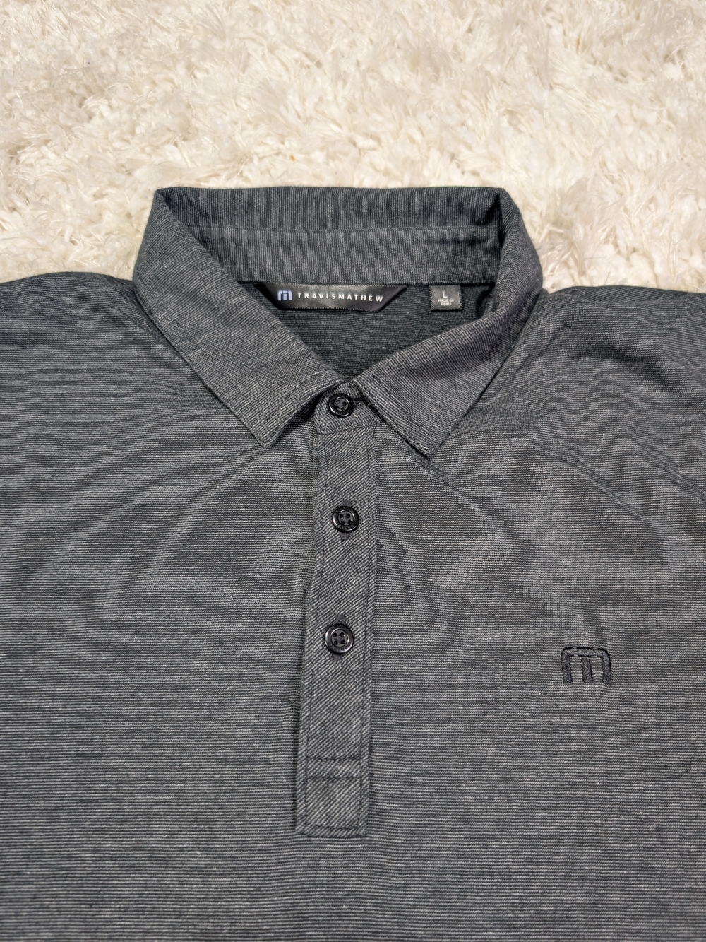 Travis Mathew Men's Heather Charcoal Polo Shirt